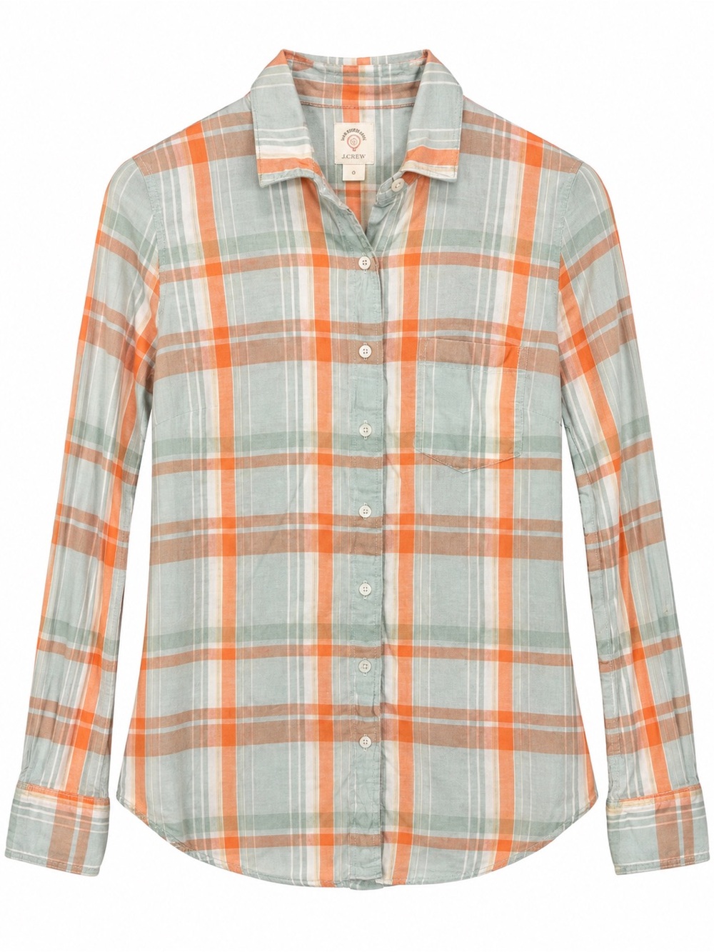J.Crew Women’s Size 0 The Perfect Shirt Plaid 100% Linen Button Front SU11